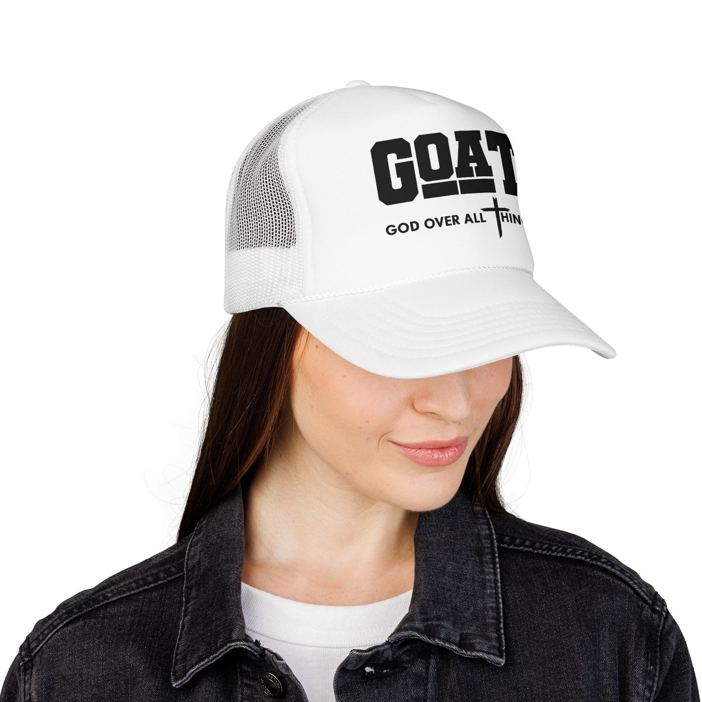 GOAT Trucker Hat –'God Over All Things' Vintage Foam Mesh Cap