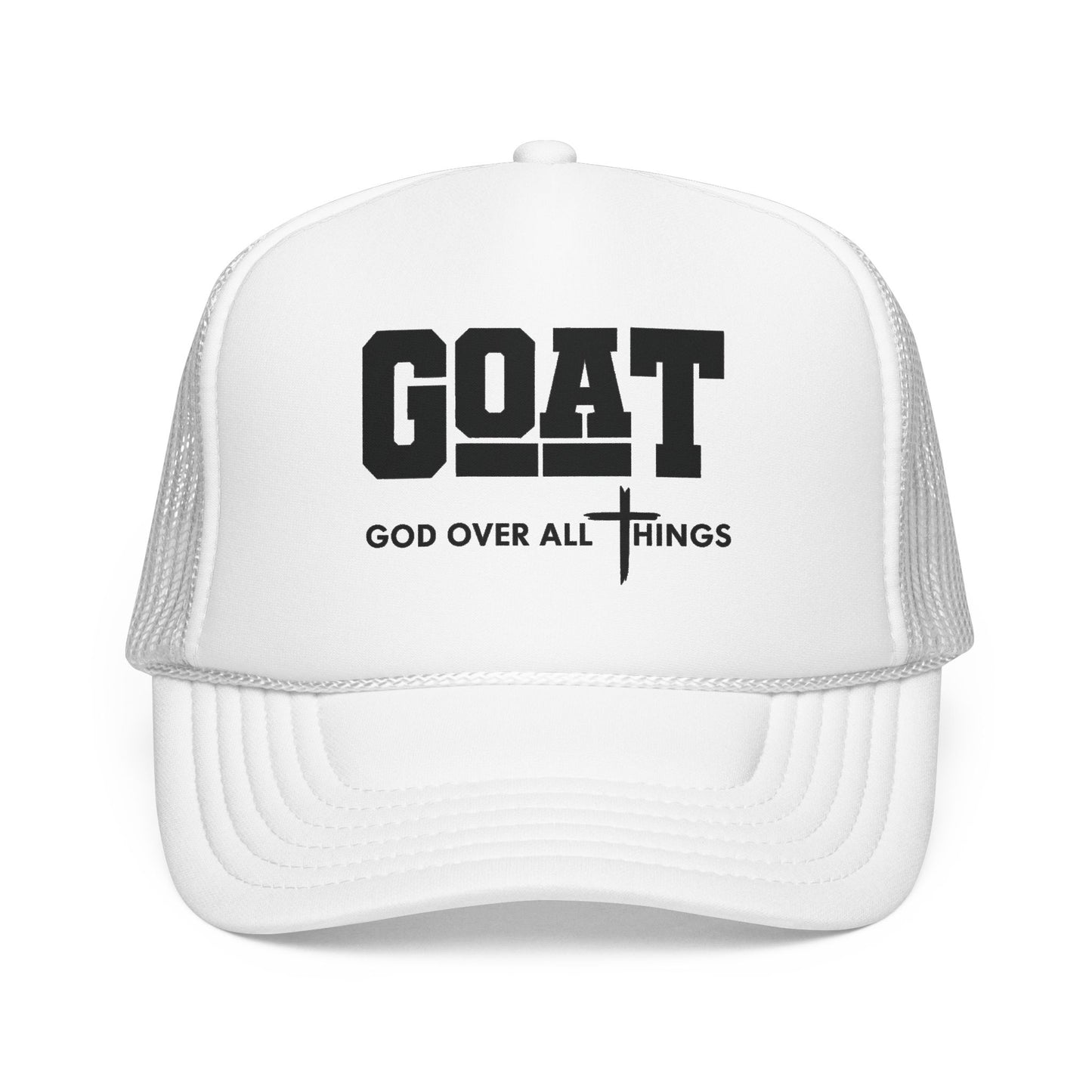 GOAT Trucker Hat –'God Over All Things' Vintage Foam Mesh Cap