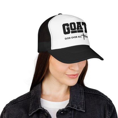 GOAT Trucker Hat –'God Over All Things' Vintage Foam Mesh Cap
