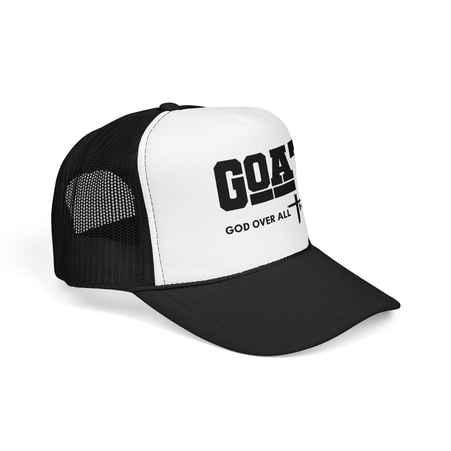GOAT Trucker Hat –'God Over All Things' Vintage Foam Mesh Cap
