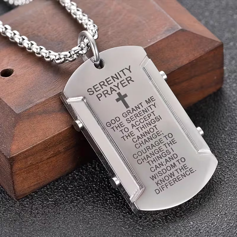 Serenity Prayer Dog Tag Necklace