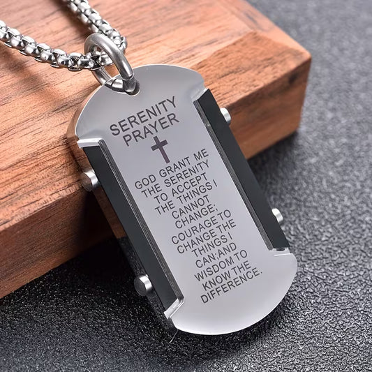 Serenity Prayer Dog Tag Necklace