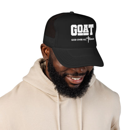 GOAT Trucker Hat –'God Over All Things' Vintage Foam Mesh Cap