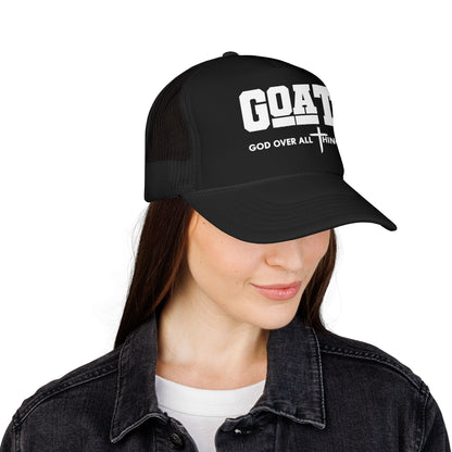 GOAT Trucker Hat –'God Over All Things' Vintage Foam Mesh Cap