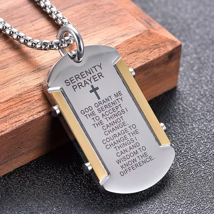 Serenity Prayer Dog Tag Necklace