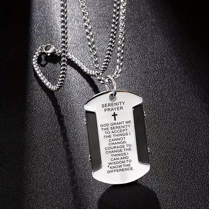 Serenity Prayer Dog Tag Necklace