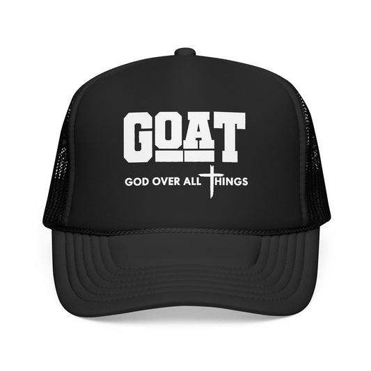 GOAT Trucker Hat –'God Over All Things' Vintage Foam Mesh Cap