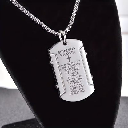 Serenity Prayer Dog Tag Necklace