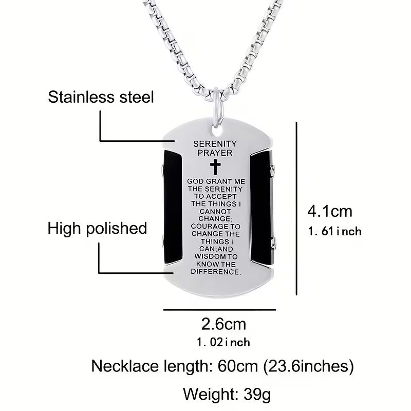 Serenity Prayer Dog Tag Necklace