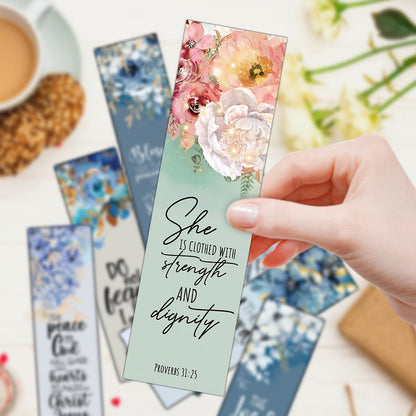 30pcs Flower Design Inspirational Bible Verse Bookmarks