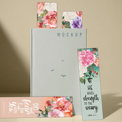 30pcs Flower Design Inspirational Bible Verse Bookmarks